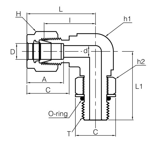 SUE-12 : Superlok 3/4 O.D. Tube 90-Degree Union Elbow